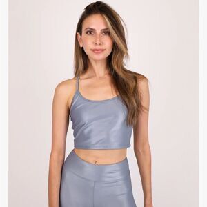 Koral Leah Blackout Sports Bra in Heather Grey BNWT